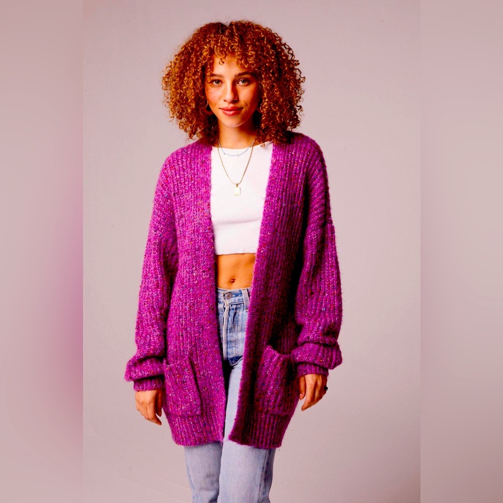 BOG Collective Terrace Orchid Longline Knit Cardigan